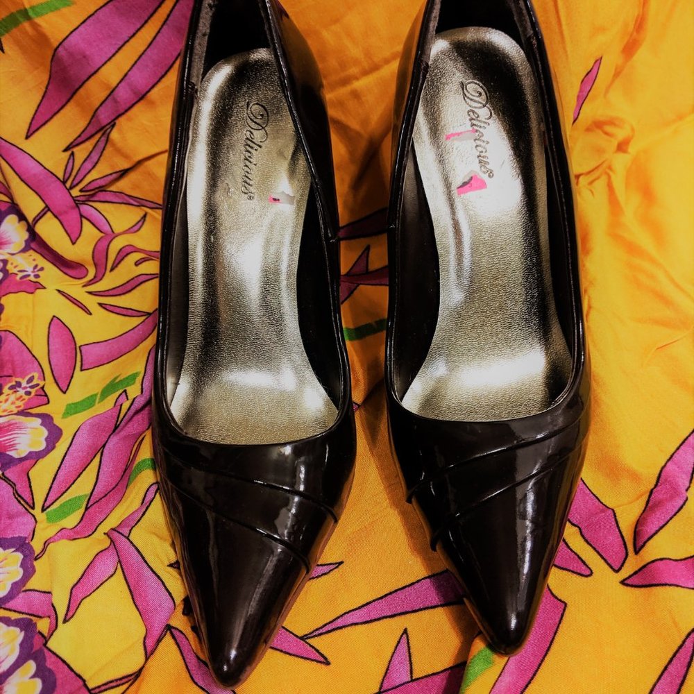 Brown Patent Leather Heel